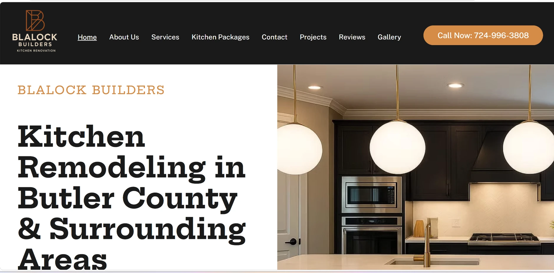 Actual homepage screenshot of the Blalock Builders website